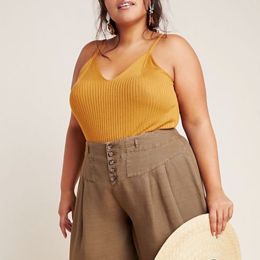 ANTHROPOLOGIE / Gold Ribbed Knit Camisole, 1X